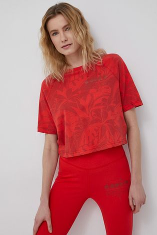 Diadora t-shirt bawełniany kolor czerwony
