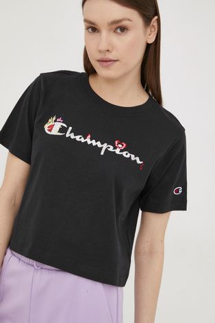 Champion t-shirt bawełniany kolor czarny