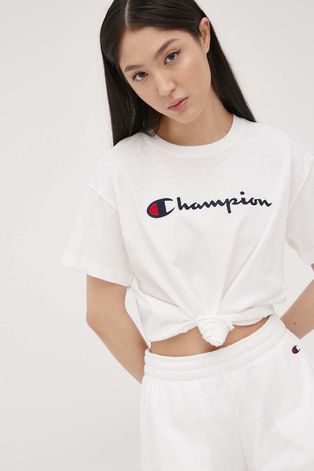 Βαμβακερό μπλουζάκι Champion χρώμα: άσπρο