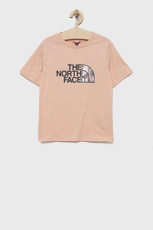 The North Face tricou de bumbac pentru copii culoarea roz