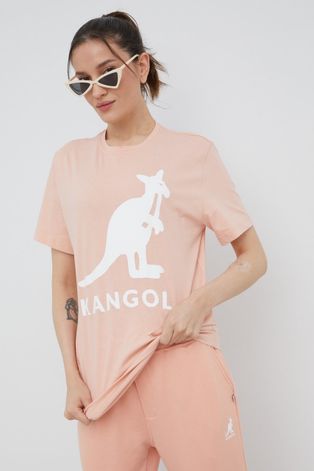 Pamučna majica Kangol boja: ružičasta