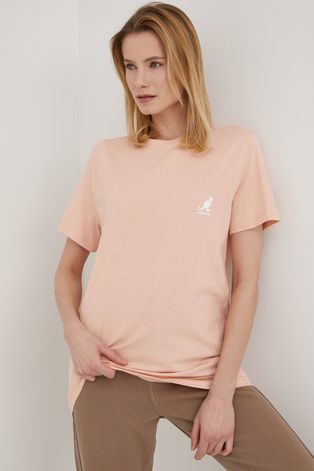 Бавовняна футболка Kangol колір рожевий