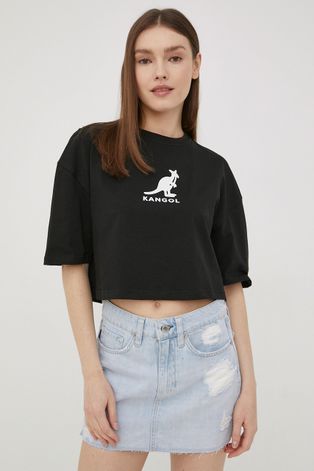 Памучна тениска Kangol в черно