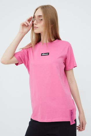 Pamučna majica Ellesse boja: ružičasta
