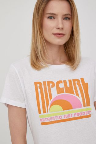 Βαμβακερό μπλουζάκι Rip Curl χρώμα: άσπρο
