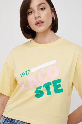 Памучна тениска Lacoste в жълто