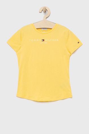 Dječja pamučna majica kratkih rukava Tommy Hilfiger boja: žuta