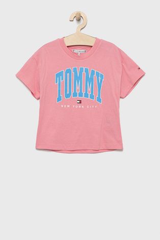 Tommy Hilfiger tricou copii culoarea roz
