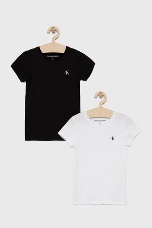Calvin Klein Jeans T-shirt bawełniany dziecięcy (2-pack) kolor czarny