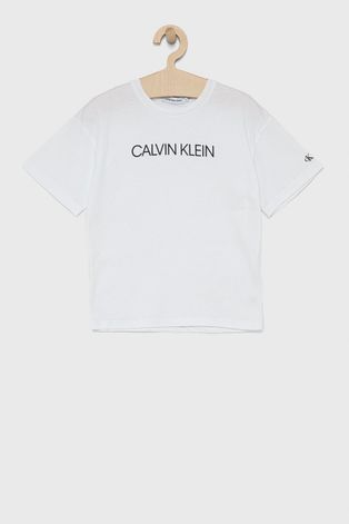 Дитяча бавовняна футболка Calvin Klein Jeans колір білий