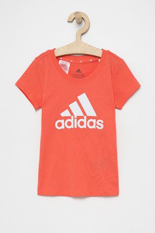 Дитяча бавовняна футболка adidas Performance колір рожевий