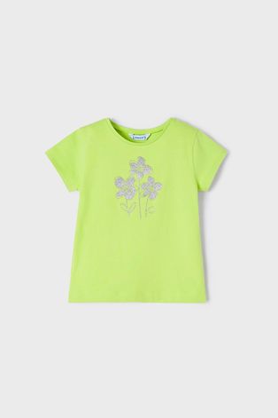Дитяча бавовняна футболка Mayoral колір зелений