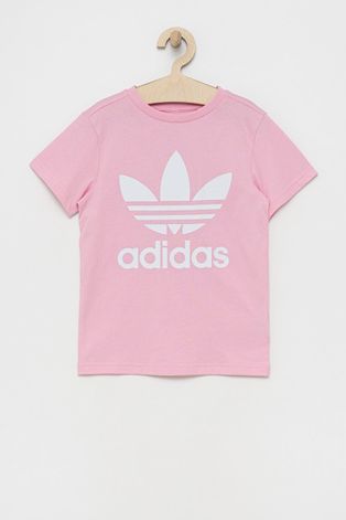 Dječja pamučna majica kratkih rukava adidas Originals boja: ružičasta