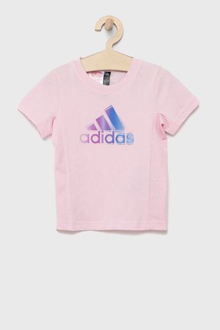 adidas Performance tricou copii culoarea roz