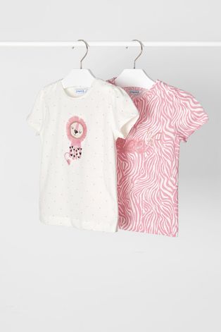Dětské bavlněné tričko Mayoral růžová barva