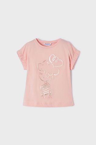 Mayoral T-shirt bawełniany dziecięcy kolor różowy
