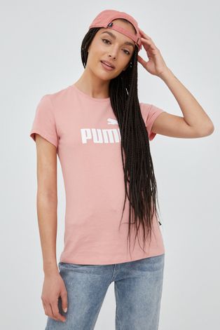 Puma t-shirt bawełniany dziecięcy kolor różowy