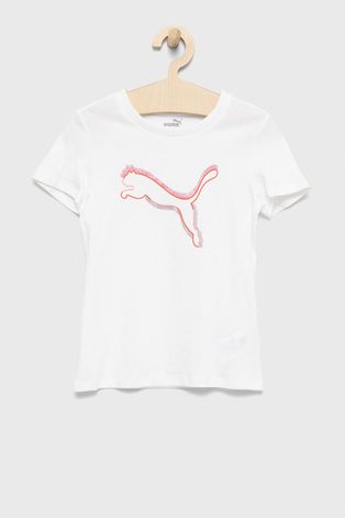 Puma tricou de bumbac pentru copii culoarea alb
