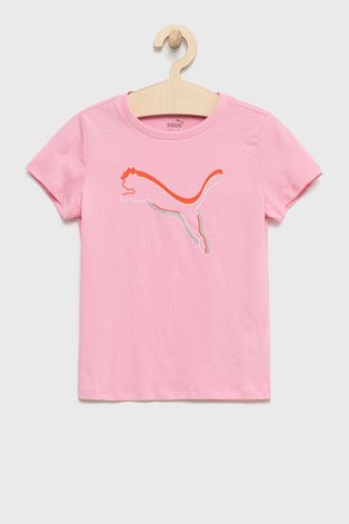 Puma tricou de bumbac pentru copii culoarea roz