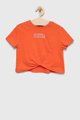 Puma tricou de bumbac pentru copii culoarea portocaliu