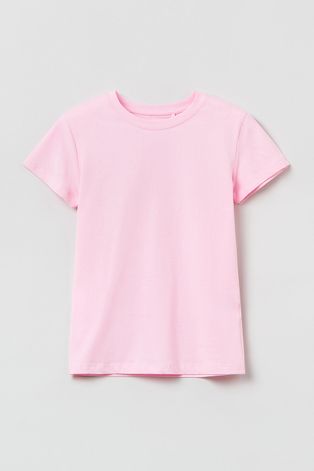 OVS t-shirt dziecięcy kolor różowy