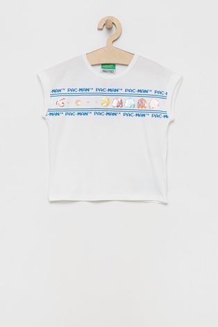 Dječja pamučna majica kratkih rukava United Colors of Benetton boja: bijela