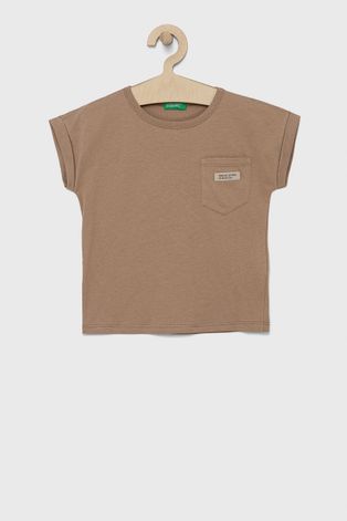 Дитяча бавовняна футболка United Colors of Benetton колір коричневий