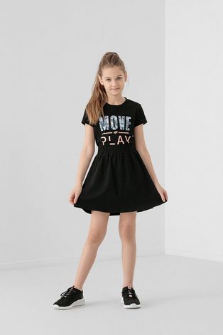 4F t-shirt bawełniany dziecięcy kolor czarny