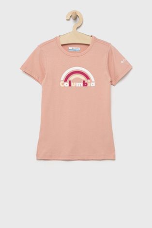 Columbia t-shirt bawełniany dziecięcy kolor różowy