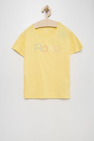 Roxy t-shirt bawełniany dziecięcy kolor żółty