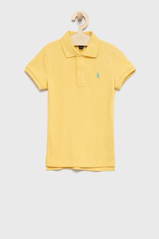 Polo Ralph Lauren tricou de bumbac pentru copii culoarea galben, cu guler