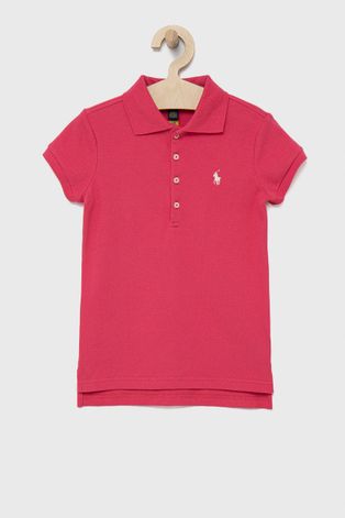 Polo Ralph Lauren t-shirt dziecięcy kolor różowy z kołnierzykiem