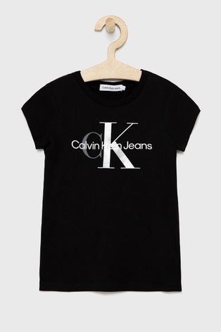 Детская хлопковая футболка Calvin Klein Jeans цвет чёрный