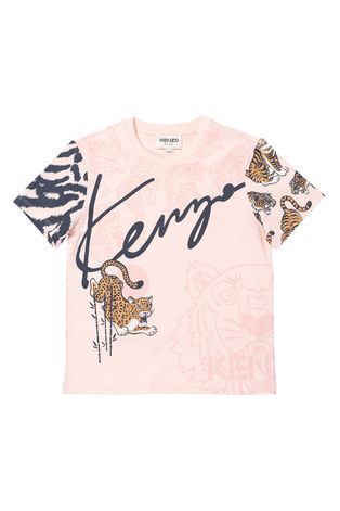 Kenzo Kids t-shirt bawełniany dziecięcy kolor różowy