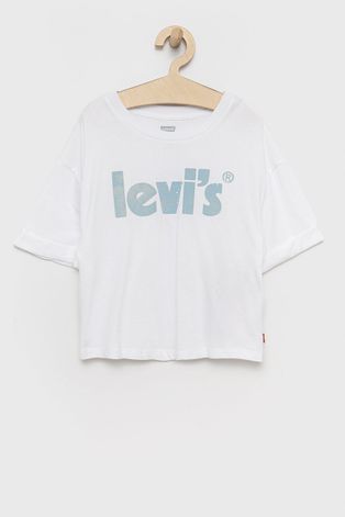 Levi's tricou de bumbac pentru copii culoarea alb