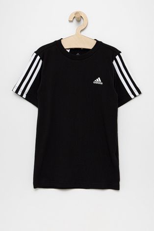 Дитяча бавовняна футболка adidas Performance колір чорний гладкий