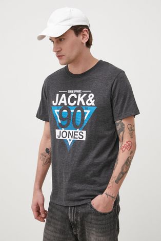 Jack & Jones t-shirt męski kolor czarny z nadrukiem