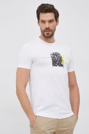 Tričko Armani Exchange pánske, biela farba, s potlačou