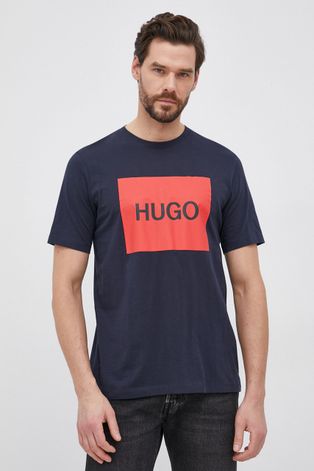 Тениска Hugo мъжки в тъмносиньо с принт