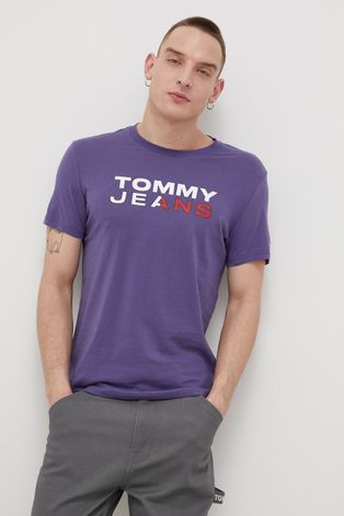Tommy Jeans T-shirt bawełniany kolor granatowy z nadrukiem