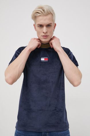 Tommy Jeans T-shirt męski kolor granatowy gładki