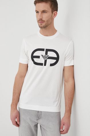 Μπλουζάκι Emporio Armani ανδρικά, χρώμα: άσπρο