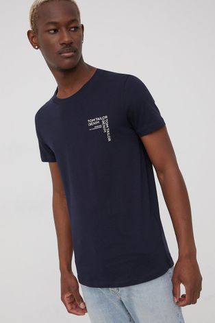 Βαμβακερό μπλουζάκι Tom Tailor χρώμα: ναυτικό μπλε