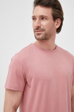 Selected Homme t-shirt męski kolor różowy gładki