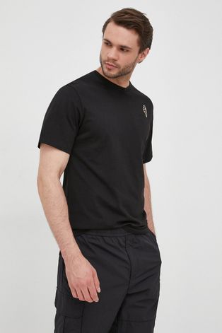 Selected Homme t-shirt bawełniany kolor czarny z aplikacją