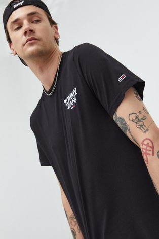 Pamučna majica Tommy Jeans boja: crna, s tiskom