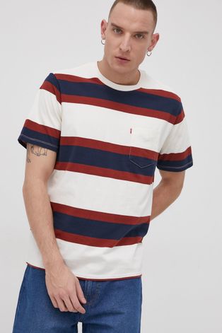 Levi's T-shirt bawełniany kolor biały wzorzysty