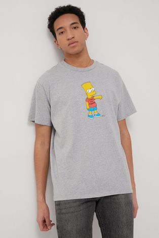 Bavlněné tričko Levi's X Simpson šedá barva, melanžový