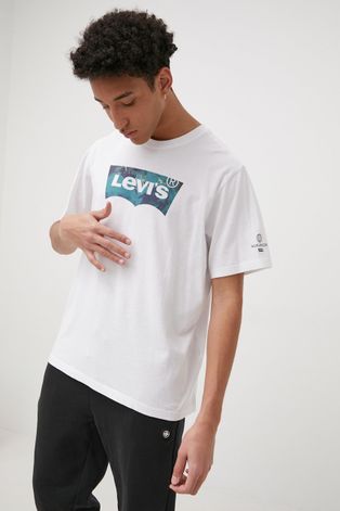 Pamučna majica Levi's boja: bijela