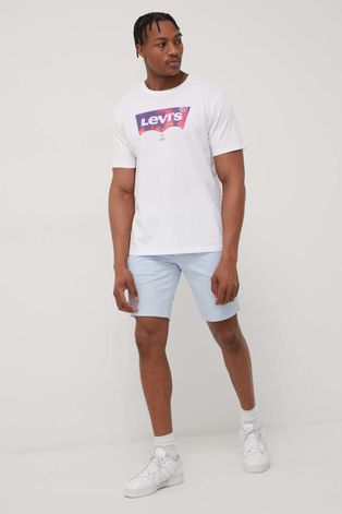 Levi's tricou din bumbac culoarea alb, cu imprimeu